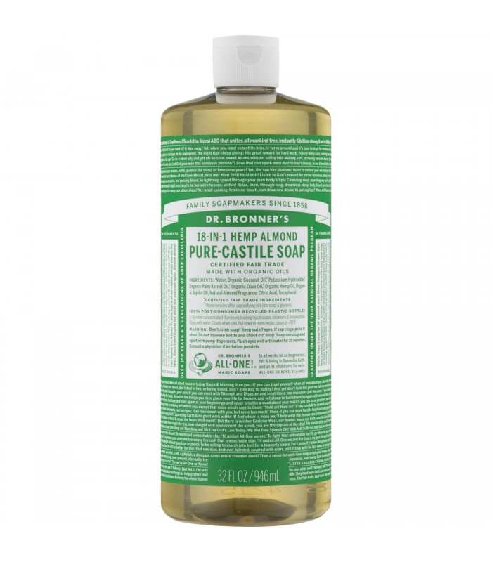 Dr Bronner's ALMOND Pure-Castile Liquid Soap 32 oz